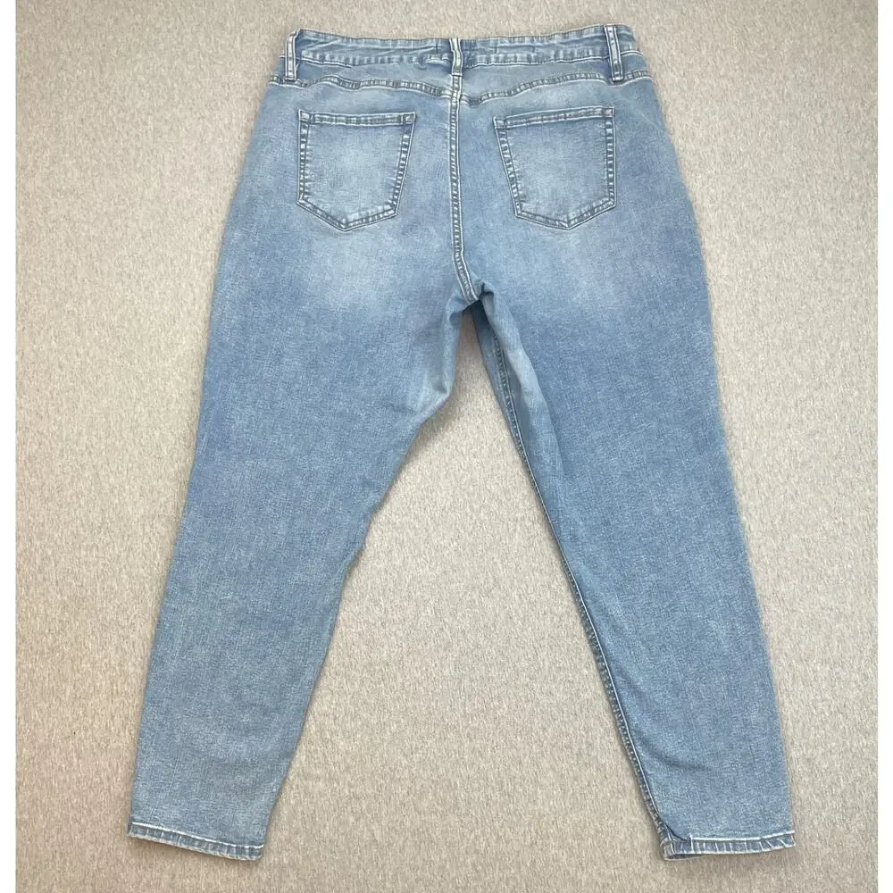 AVA & VIV Jeans‎ Womens 18 Blue Cotton Blend Stretch Distressed High Rise Skinny
